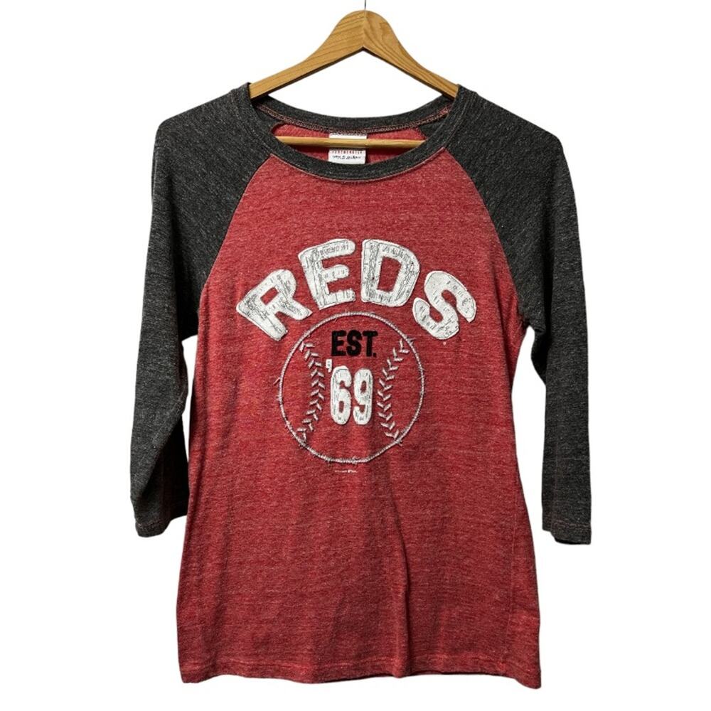5th & Ocean Women’s Small Cincinnati Reds 3/4 sleeve MLB Baseball T-Shirt
